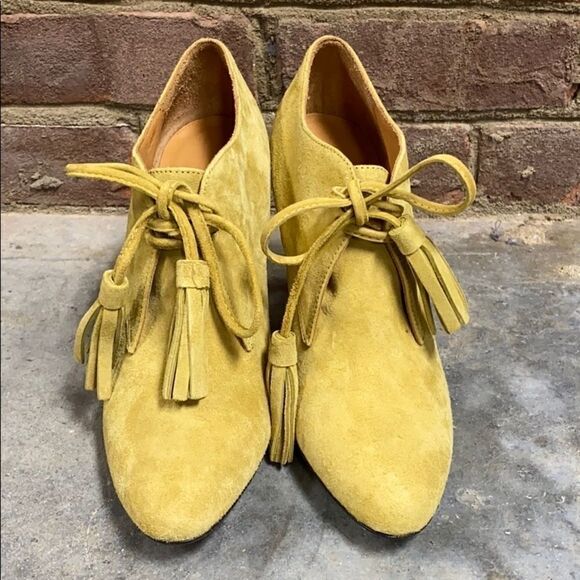 Bettye Muller Mustard Roxy Suede Nettario Heeled Bootie - Picture 2 of 9